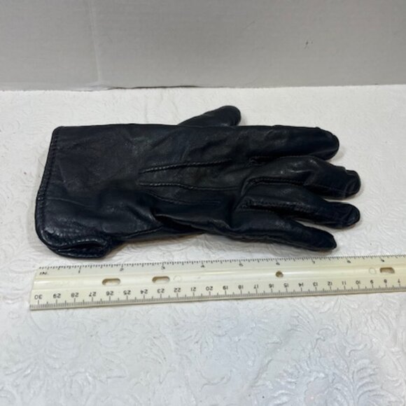 Men's Black Soft Leather Cashmere Lined Winter Gloves Size: Large VGUC - Picture 12 of 15